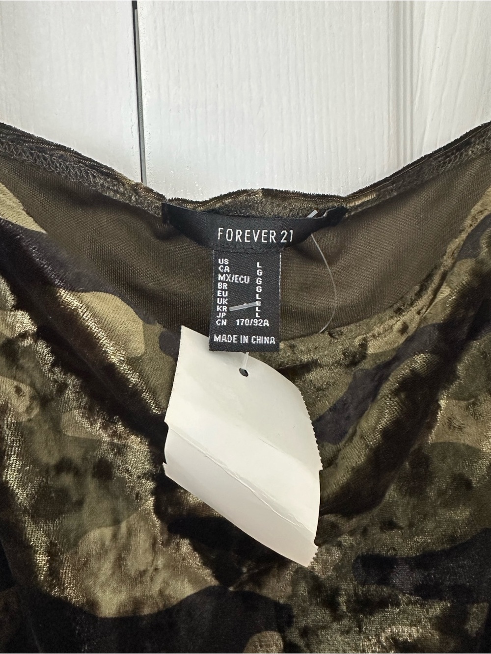 Forever 21 Olive & Black Camo Velvet Bodysuit - Picture 5 of 8